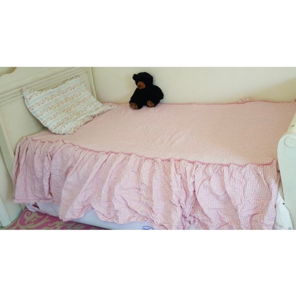 2 Rare Morgan Jones Vintage Chenille Twin Bedspreads Cotton Pink Periwinkle Blue